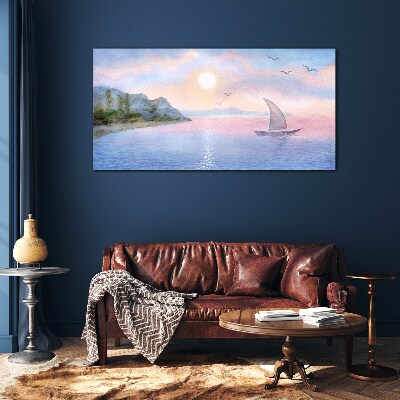 Tableau photo sur verre Un paysage paisible de coucher de soleil sur la mer