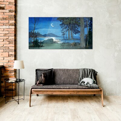 Tableau en verre Paysage nocturne au-dessus de l'eau