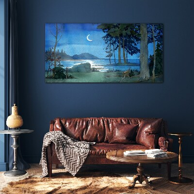 Tableau en verre Paysage nocturne au-dessus de l'eau