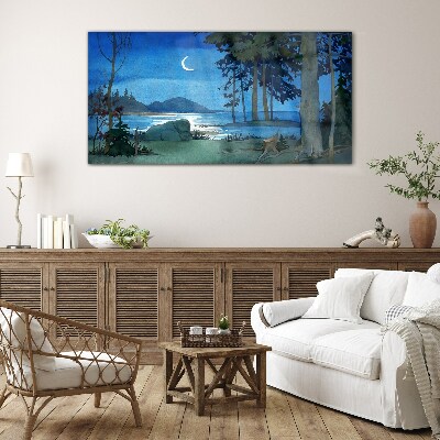 Tableau en verre Paysage nocturne au-dessus de l'eau