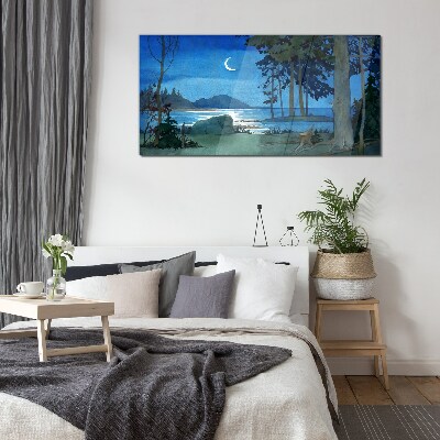 Tableau en verre Paysage nocturne au-dessus de l'eau