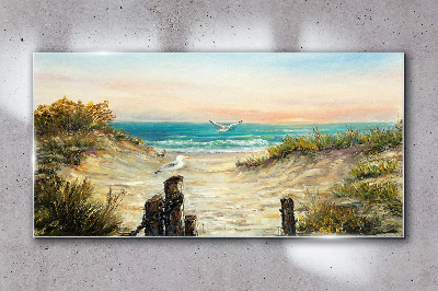 Tableau imprimé sur verre Paysage de bord de mer au matin