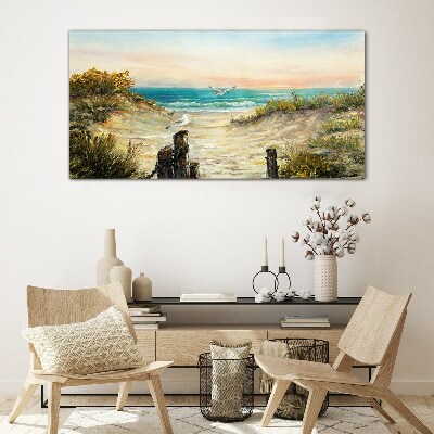 Tableau imprimé sur verre Paysage de bord de mer au matin