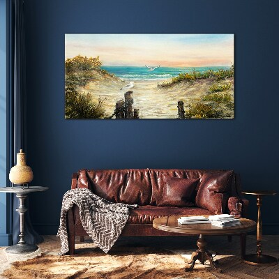 Tableau imprimé sur verre Paysage de bord de mer au matin