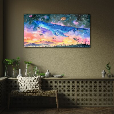 Tableau photo sur verre Le voyage spatial de la baleine