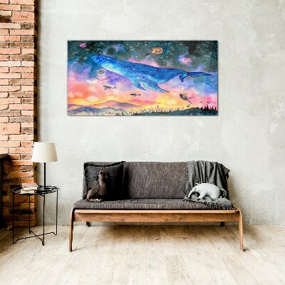 Tableau photo sur verre Le voyage spatial de la baleine