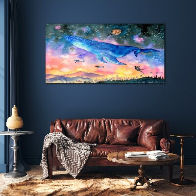 Tableau photo sur verre Le voyage spatial de la baleine