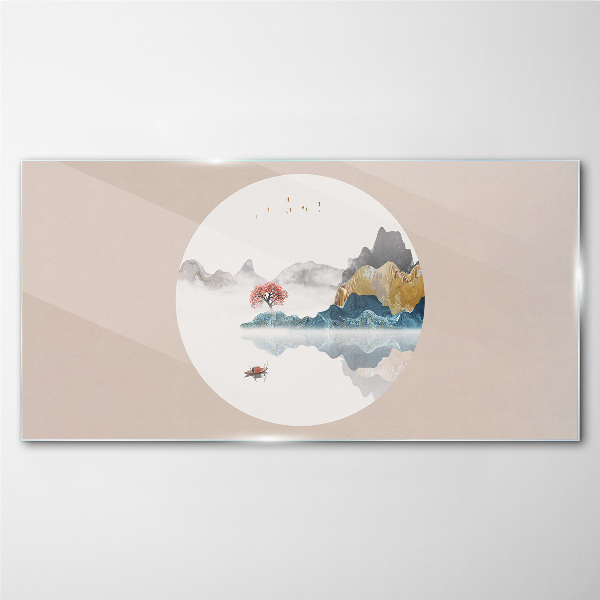Tableau photo sur verre Un paysage paisible en cercle