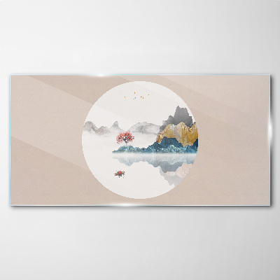Tableau photo sur verre Un paysage paisible en cercle