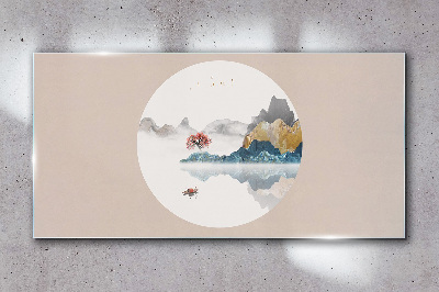 Tableau photo sur verre Un paysage paisible en cercle