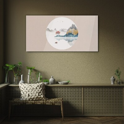 Tableau photo sur verre Un paysage paisible en cercle