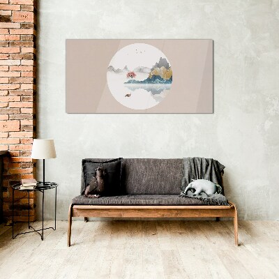 Tableau photo sur verre Un paysage paisible en cercle