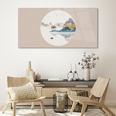 Tableau photo sur verre Un paysage paisible en cercle