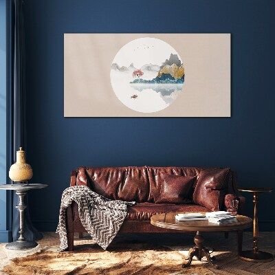 Tableau photo sur verre Un paysage paisible en cercle