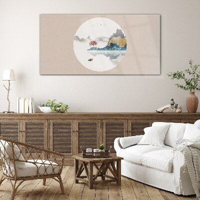 Tableau photo sur verre Un paysage paisible en cercle