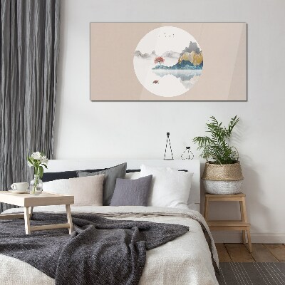 Tableau photo sur verre Un paysage paisible en cercle