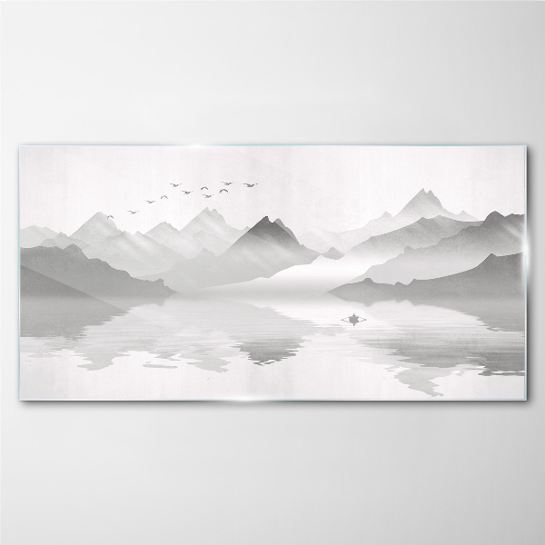 Tableau imprimé sur verre Un paysage de montagne tranquille en monochrome