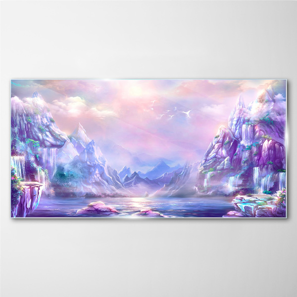 Tableau sur verre Paysage de montagne magique