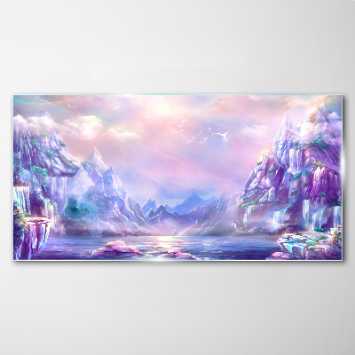Tableau sur verre Paysage de montagne magique