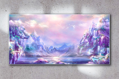 Tableau sur verre Paysage de montagne magique