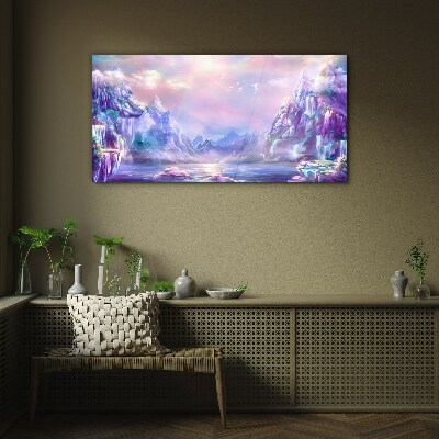 Tableau sur verre Paysage de montagne magique