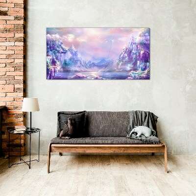 Tableau sur verre Paysage de montagne magique