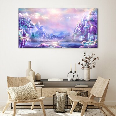 Tableau sur verre Paysage de montagne magique