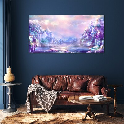 Tableau sur verre Paysage de montagne magique