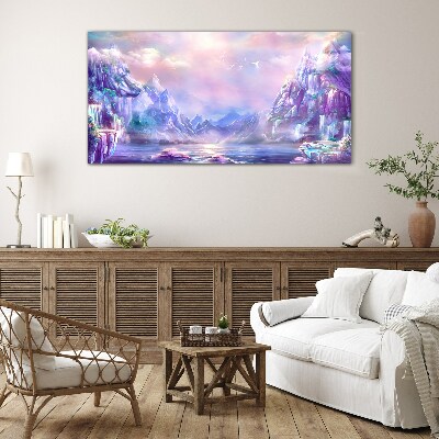 Tableau sur verre Paysage de montagne magique