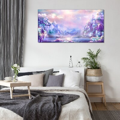 Tableau sur verre Paysage de montagne magique