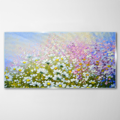 Tableau imprimé sur verre Paysage floral aux couleurs pastel