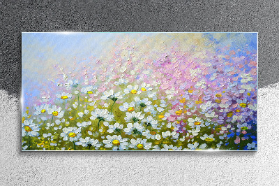 Tableau imprimé sur verre Paysage floral aux couleurs pastel