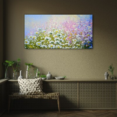 Tableau imprimé sur verre Paysage floral aux couleurs pastel