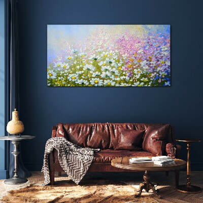 Tableau imprimé sur verre Paysage floral aux couleurs pastel