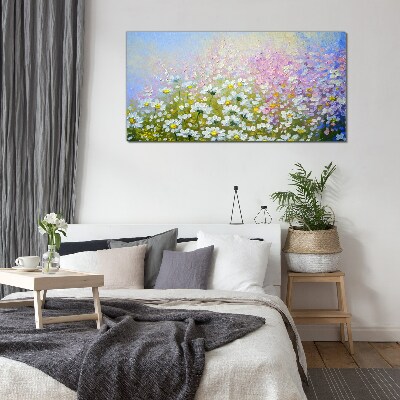 Tableau imprimé sur verre Paysage floral aux couleurs pastel
