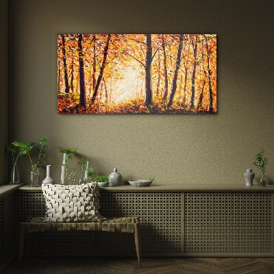Tableau imprimé sur verre Automne doré dans la forêt
