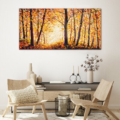 Tableau imprimé sur verre Automne doré dans la forêt