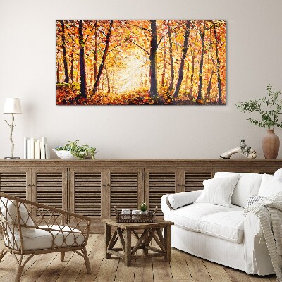 Tableau imprimé sur verre Automne doré dans la forêt