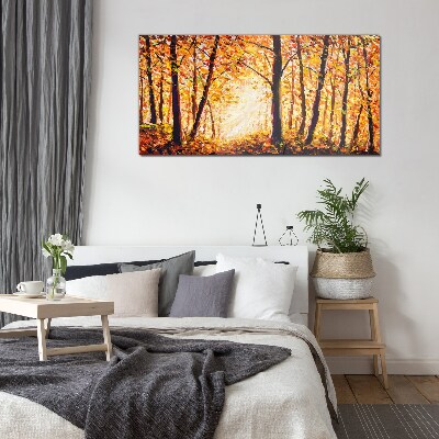 Tableau imprimé sur verre Automne doré dans la forêt