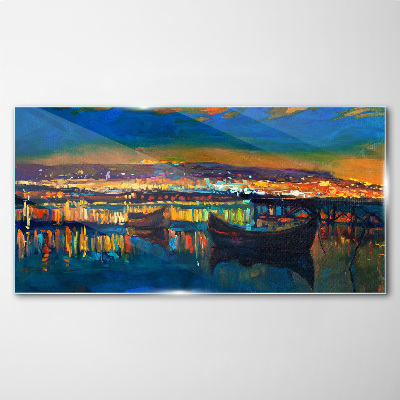 Tableau photo sur verre La baie dans la lueur du coucher de soleil