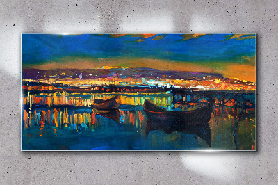 Tableau photo sur verre La baie dans la lueur du coucher de soleil