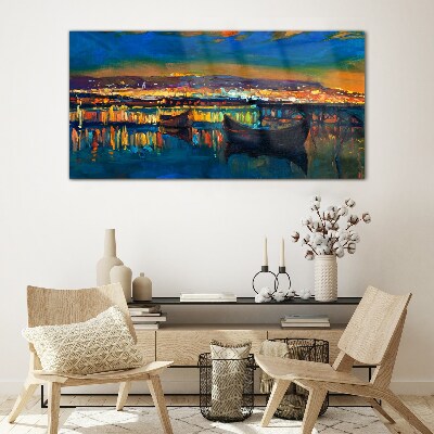 Tableau photo sur verre La baie dans la lueur du coucher de soleil