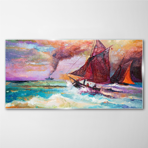 Tableau imprimé sur verre Une aventure maritime en couleurs