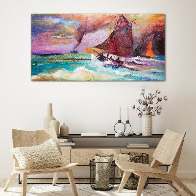 Tableau imprimé sur verre Une aventure maritime en couleurs