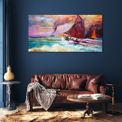 Tableau imprimé sur verre Une aventure maritime en couleurs