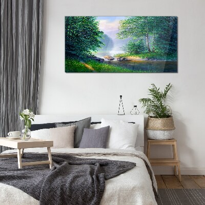 Tableau photo sur verre Un paysage paisible au bord de la rivière