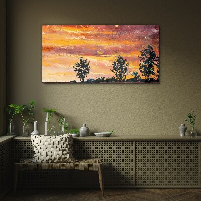 Tableau verre imprimé Coucher de soleil sur les arbres