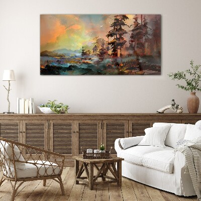 Tableau en verre Paysage de montagne mystérieux
