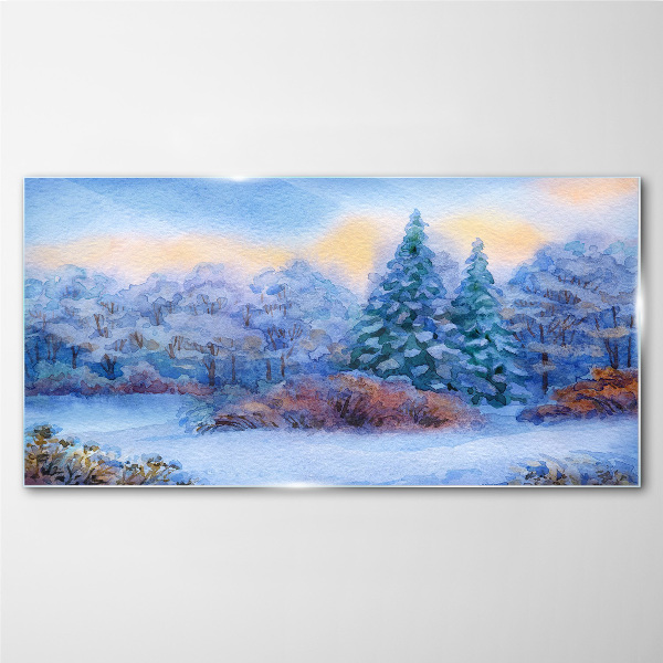 Tableau photo sur verre Paysage d'hiver aux couleurs pastel