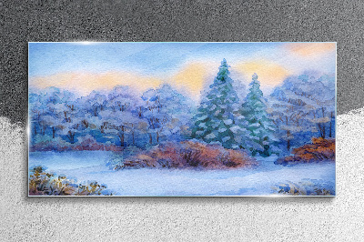 Tableau photo sur verre Paysage d'hiver aux couleurs pastel